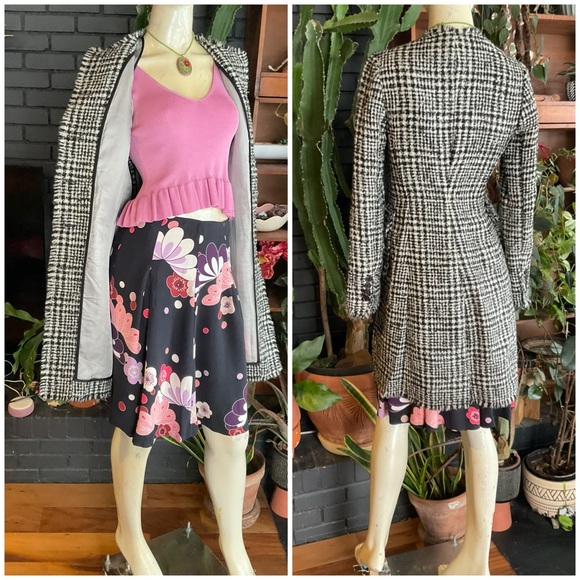 Vintage Tweed Wool Houndstooth Brooks Brothers Long Coat - Picture 4 of 10